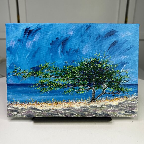 Storm Rolling In Original Acrylic Seascape Painting 5" x 7" Unframed - Picture 4 of 7